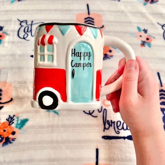 Other - ☮️ Happy Camper Red Ceramic Figural Mug ☮️